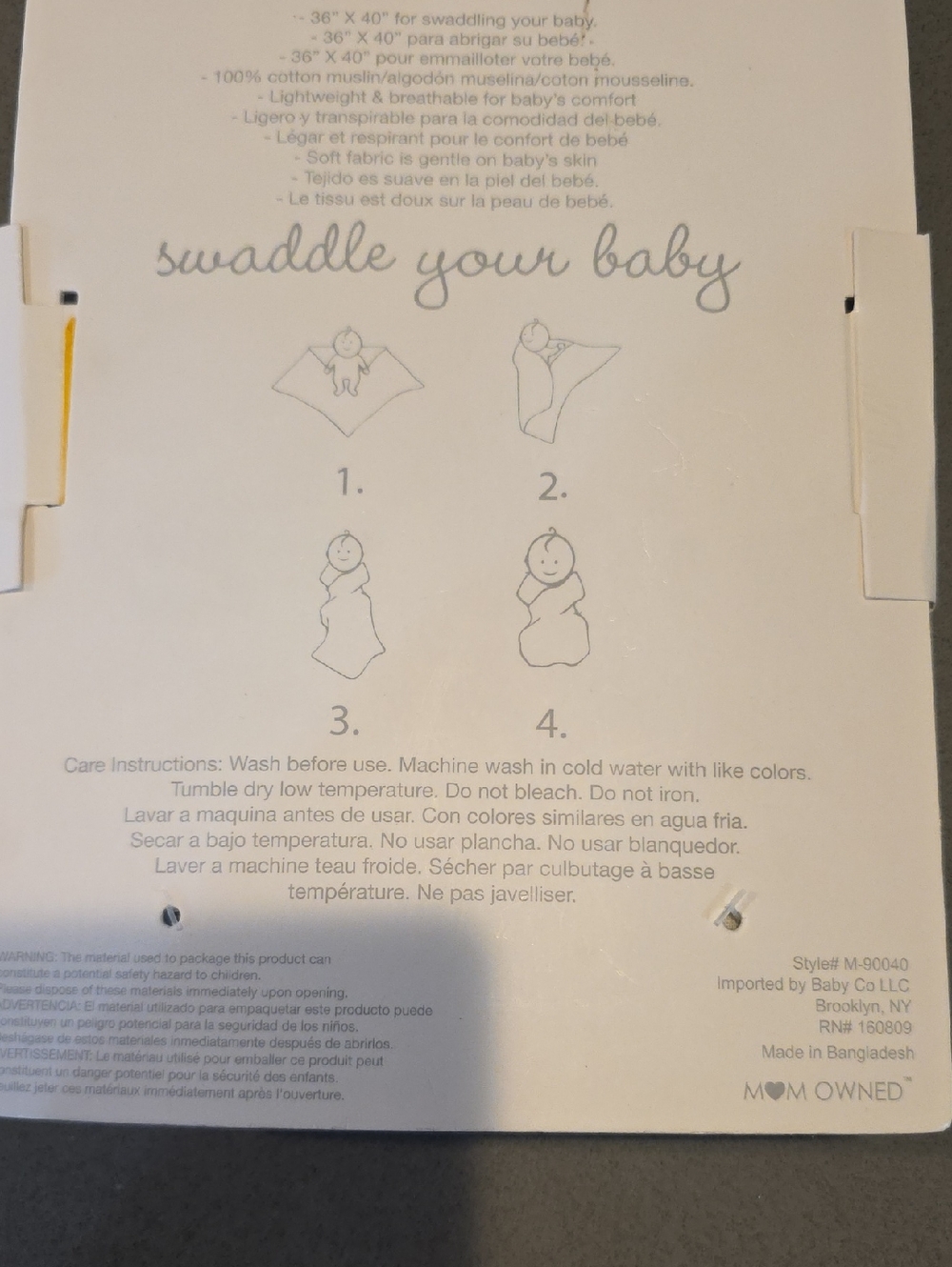 le petit 2-Pack Gray Muslin Baby Blankets - Picture 6 of 6
